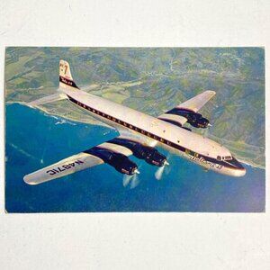 Delta C S Airlines Vintage Postcard USA 1950s Aerial DC-7 Aircraft